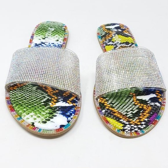 New! Gia Multi Snake Rhinestone Slides - Picture 4 of 7